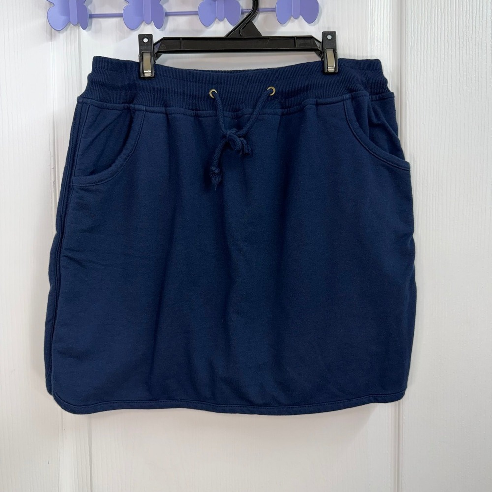 Architect navy blue athletic pull on cotton pocket drawstring lined skirt medium